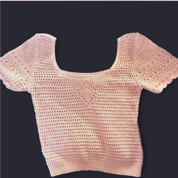 Casting LA Light pink crochet y2k crop top size L - Picture 1 of 7